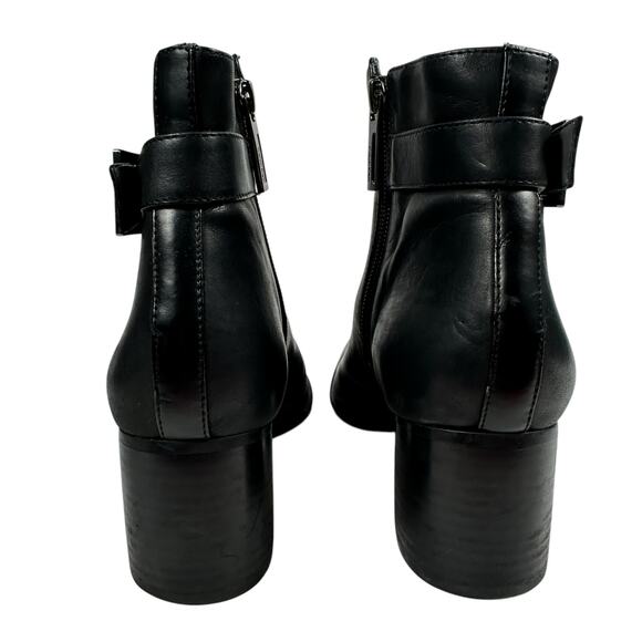 Calvin Klein Neema Heeled Leather Boot Black Womens Size 8.5 Chunky Heel Buckle - Picture 3 of 13